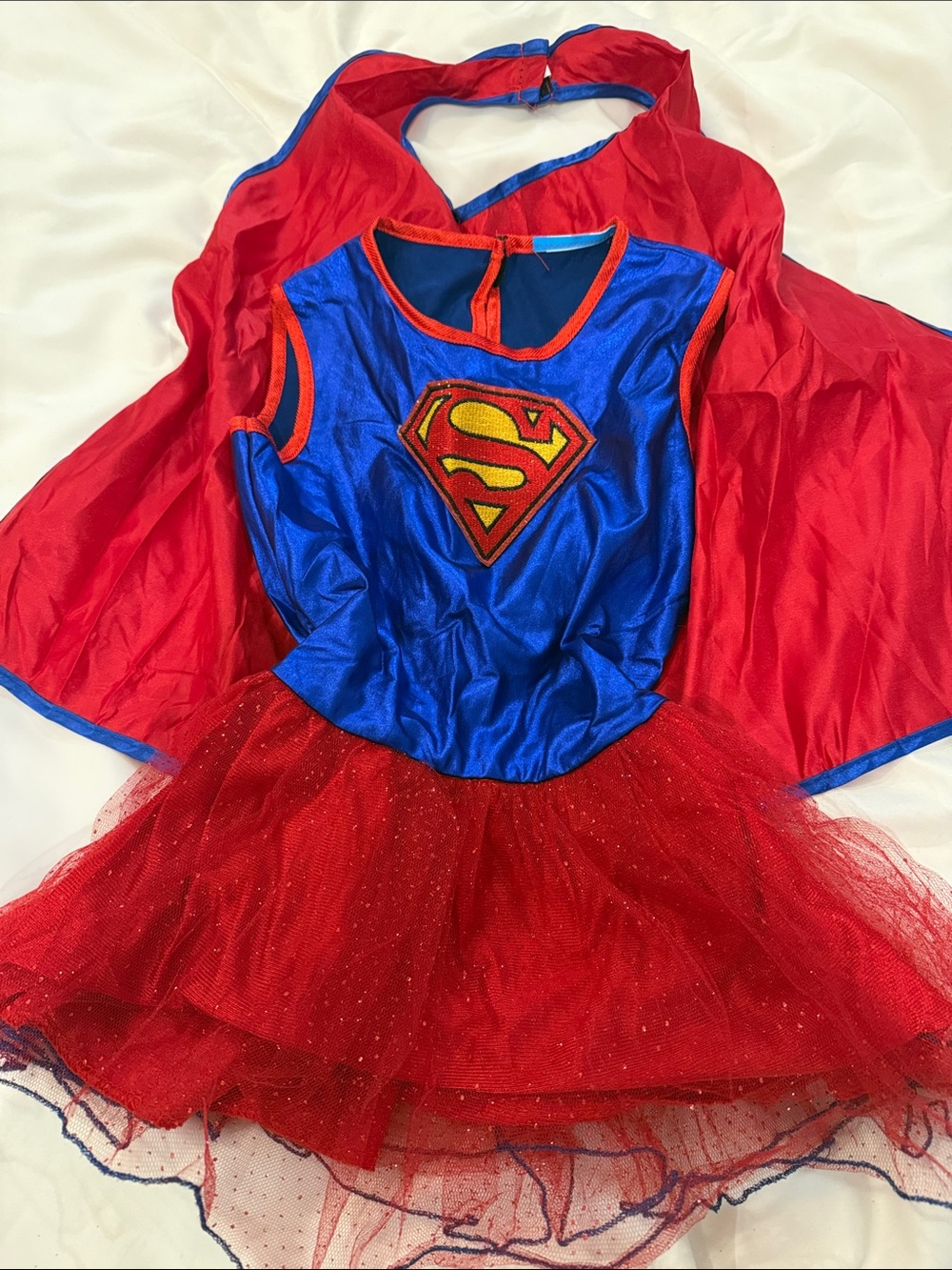 Girls Superman (superwoman) Costume Dress with Cape 4t-5t